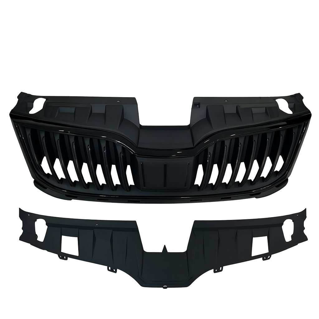 5E0853653C 041/5E0853761E 041 ÖN PANJUR PARLAK ÇERÇEVE ÜST PLASTİK BİRLİKTE PARLAK SİYAH KOMPLE OCTAVİA 2018-2021